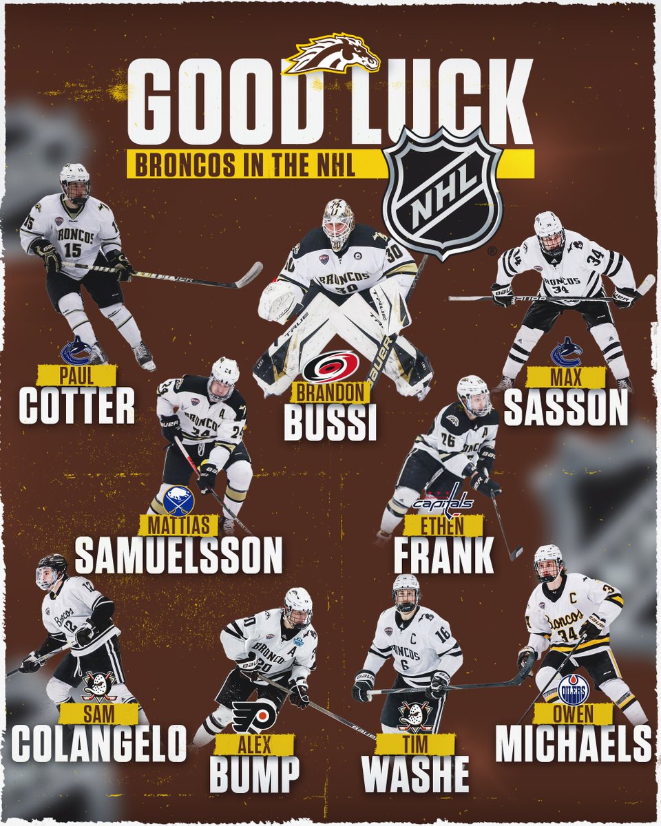 WMUHockey's tweet photo. Good luck to our nine guys on Opening Night rosters across the NHL!

#ProBroncos https://t.co/GcQeSBocoQ