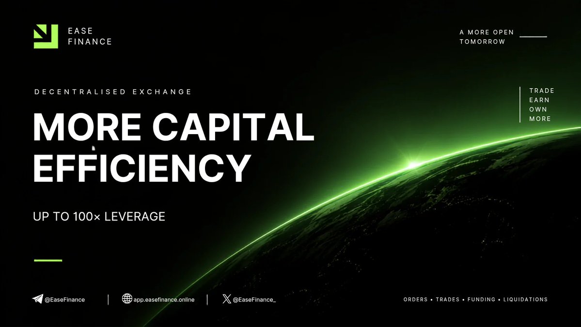 easefinance_'s tweet photo. Trade with more capital efficiency.
Ease Finance offers up to 100× leverage, giving traders more flexibility when managing leveraged positions.
Trade smarter. Manage your risk. Stay in control.

#EaseFinance #DeFi #Crypto #Trading #Web3 https://t.co/4BEt2gWT7u