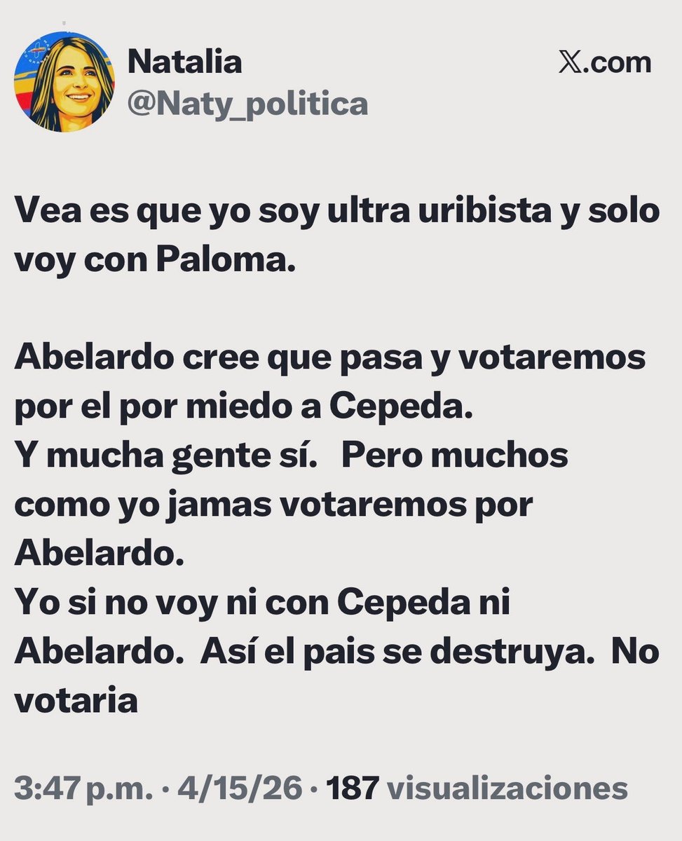 SammyDomina's tweet photo. @Juan_gp7 @NataliaVG06 @CeDemocratico Y esas son actuales, yo tengo las de antes de elecciones
Cuando se sentían ganadores, esos pobres seres belicosos llenos de odio y resentimiento tienen la neurona justa para no ensuciarse encima https://t.co/xDiQimhqKv
