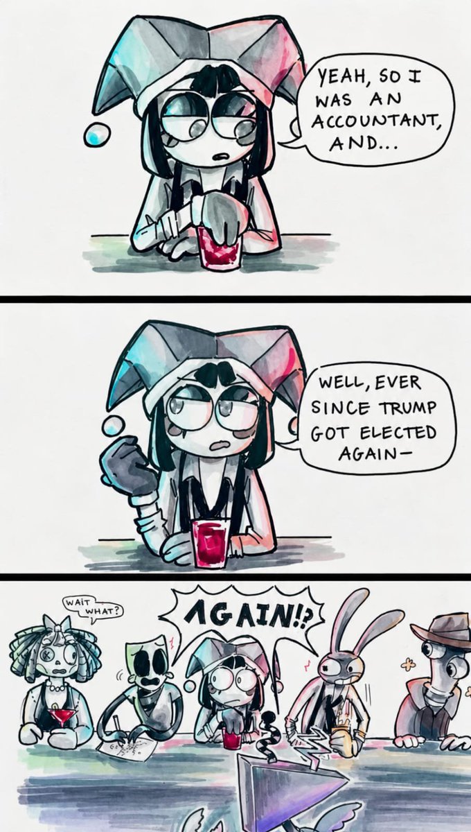 Masterjax2l's tweet photo. When you drop some unexpected tea during a casual conversation and shock the entire group! 😲☕ Tag the friend who always spills the wild news! 👇

#tadc #MasterJax #Jax #Pomni #comic #fanart https://t.co/7pyM9kooYO