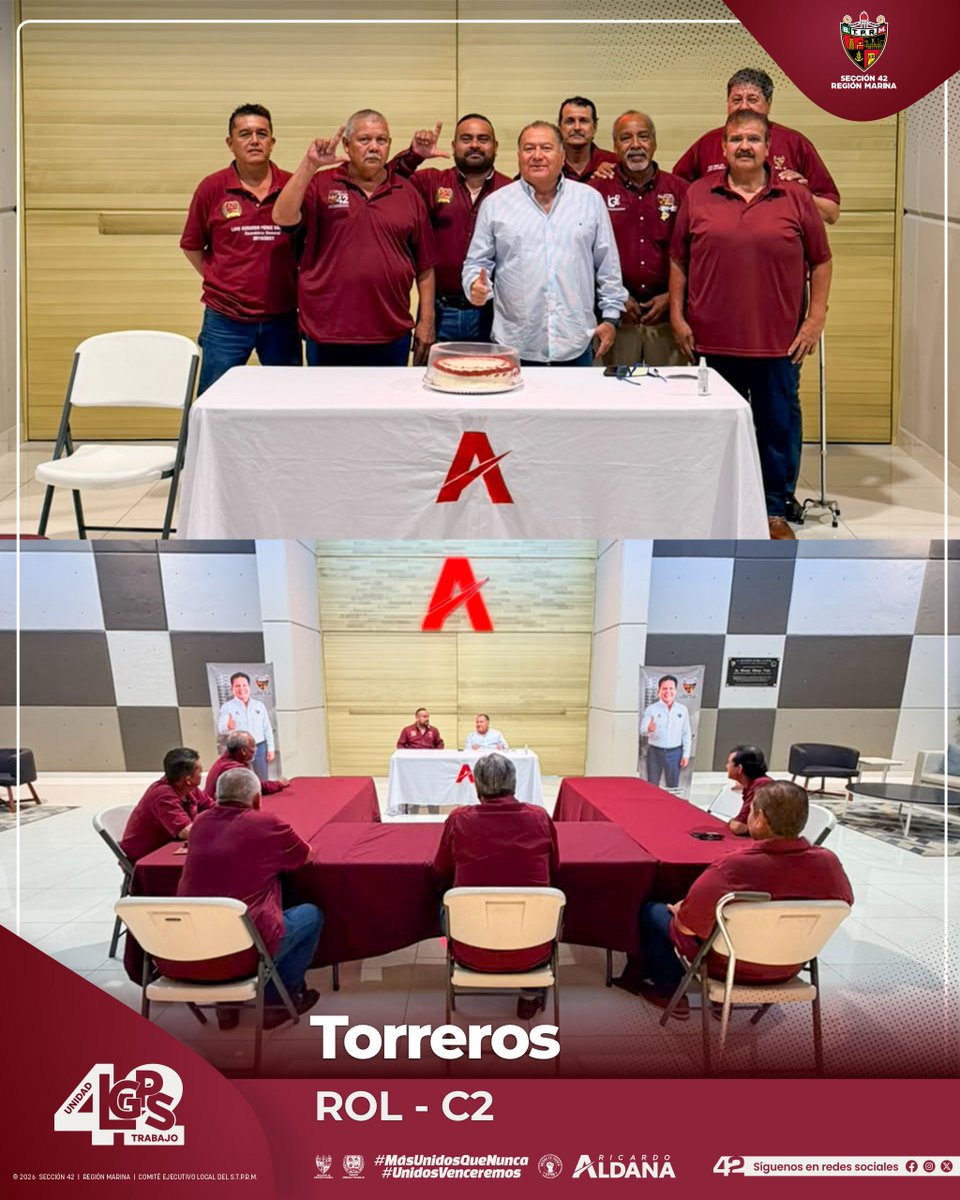 Seccion42_STPRM's tweet photo. Continuando con las Mesas de Trabajo de este martes 29 de septiembre, nuestro líder Luis Gerardo Pérez Sánchez recibió a los compañeros Torreros, hombres cuya labor representa uno de los trabajos de mayor riesgo en nuestra industria, pero que con disciplina, entrega y buena voluntad, contribuyen día a día al engrandecimiento de la Sección 42. 

Hoy sostuvieron una charla franca y cercana con nuestro líder, fortaleciendo el diálogo directo que distingue estos encuentros. 

Luis Gerardo Pérez Sánchez agradece sinceramente su visita y reconoce el compromiso con el que desempeñan cada jornada.
#MesaDeTrabajo #SomosSTPRM #MasUnidosQueNunca #UnidosVenceremos
@lgps03101
