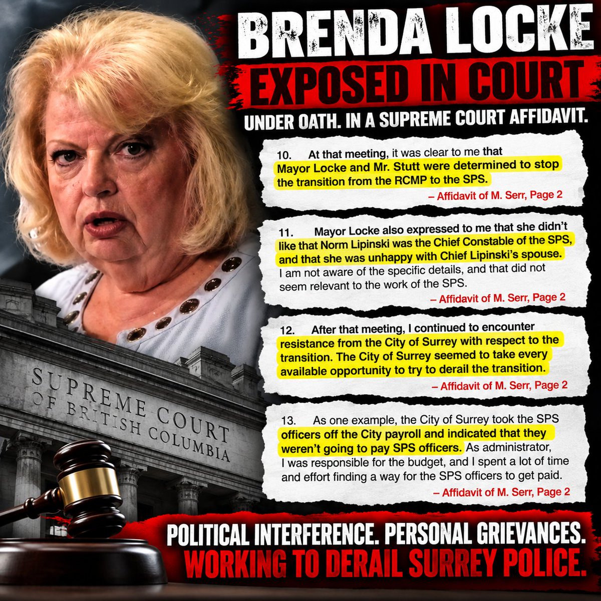 stuartd37's tweet photo. It's time that the truth comes out about how Brenda Lock involved herself in the appointments of the police board and how she influenced them to fire the Chief. https://t.co/gyJAuiOjwB