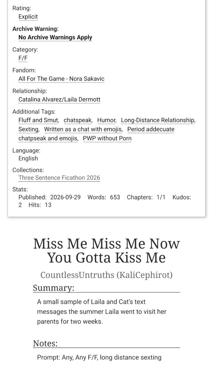AlliraDreams's tweet photo. Miss Me Miss Me Now You Gotta Kiss Me by CountlessUntruths (KaliCephirot) - All For The Game... https://t.co/c58cwZQaKI
#aftg #catlaila https://t.co/JOb3fkY2uU
