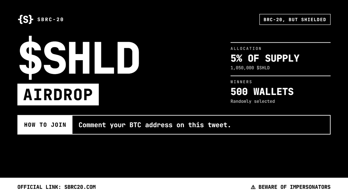sbrc20_'s tweet photo. Per community request, we’re allocating a small portion of the supply for an Airdrop 👇

No claim fees.
No complicated requirements.
No bs.
 — like the good old BRC20 days. 🙏
How to participate:
• Follow us
• Like & RT
• Comment your BTC address ( all types )

That’s it. 🫡