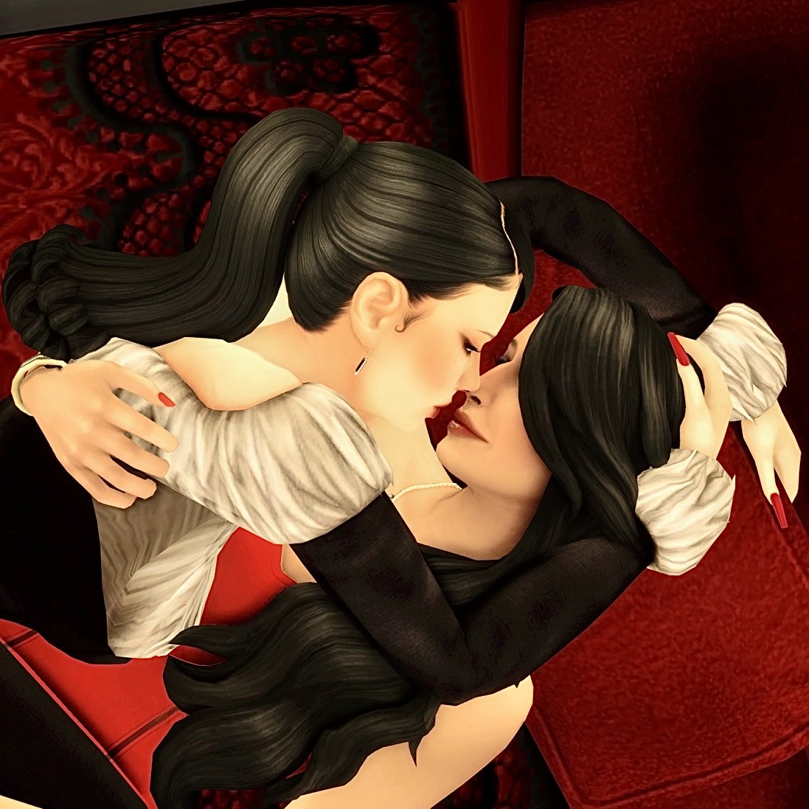 simswithcl's tweet photo. next step in the black widow challenge : cheating on mortimer ! Thorn hooked up with bella after the party, and got caught ! https://t.co/HZ1J6J2AdP
