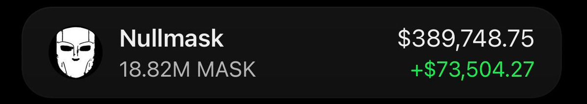 sankinhl's tweet photo. threw some money into $MASK a few days ago and honestly forgot about it

checked the bag today and its already worth around $390K

$73K profit today alone...

pretty small by my standards tbh but for a trade i barely thought about

ill take it... https://t.co/TaIDPxYLec