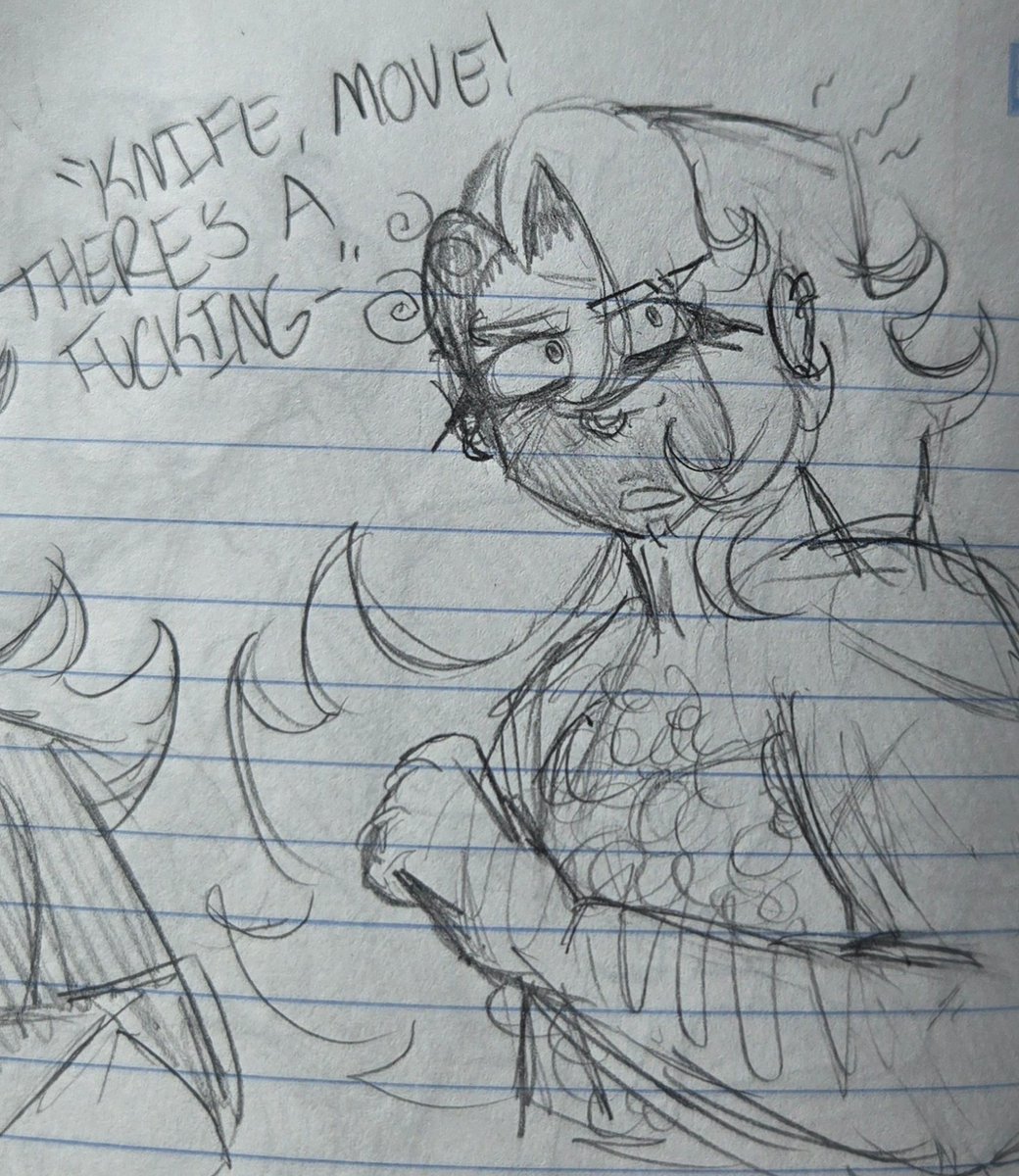 Imadeformilgram's tweet photo. Thinking skills knife doodle but I cant draw shirtless people https://t.co/gLO01DAwkY