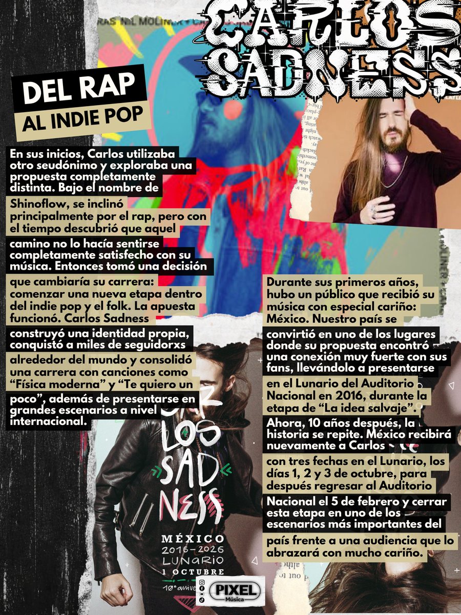PXL_Musica's tweet photo. @CarlosSadness: Descubrirte en el camino. 🤠

🎟️ Entradas disponibles para sus próximos shows en CDMX en: https://t.co/zn6QABGGHF

#Carlossadness https://t.co/UNTu9oQg0U