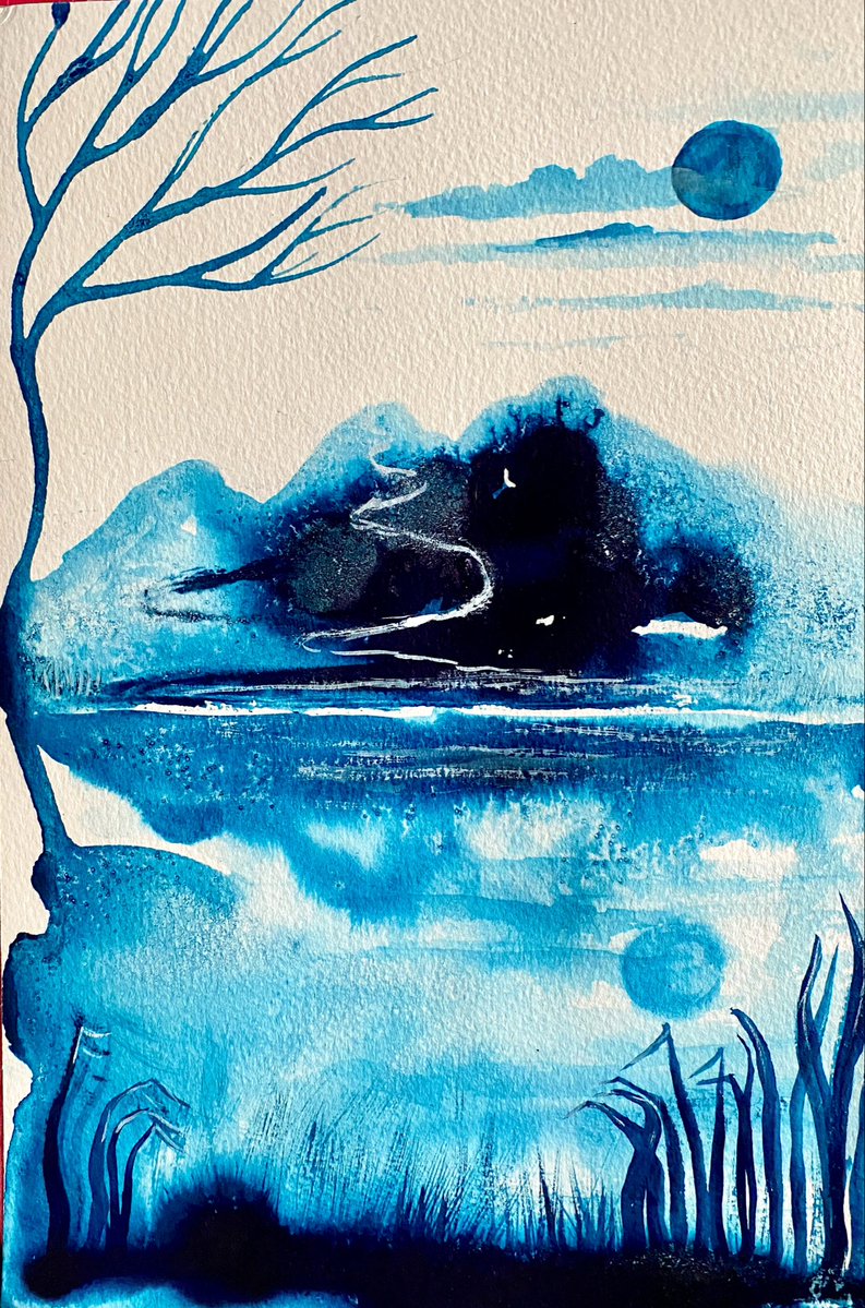 MichelleU_Wood's tweet photo. Third ink painting in my
Winter Series - โMoon Lakeโ
Iโm really enjoying the creativity in working with ink and responding to the flow as it moves around the paper.
#PrussianBlue
#InkPainting https://t.co/xylHF2xUgR