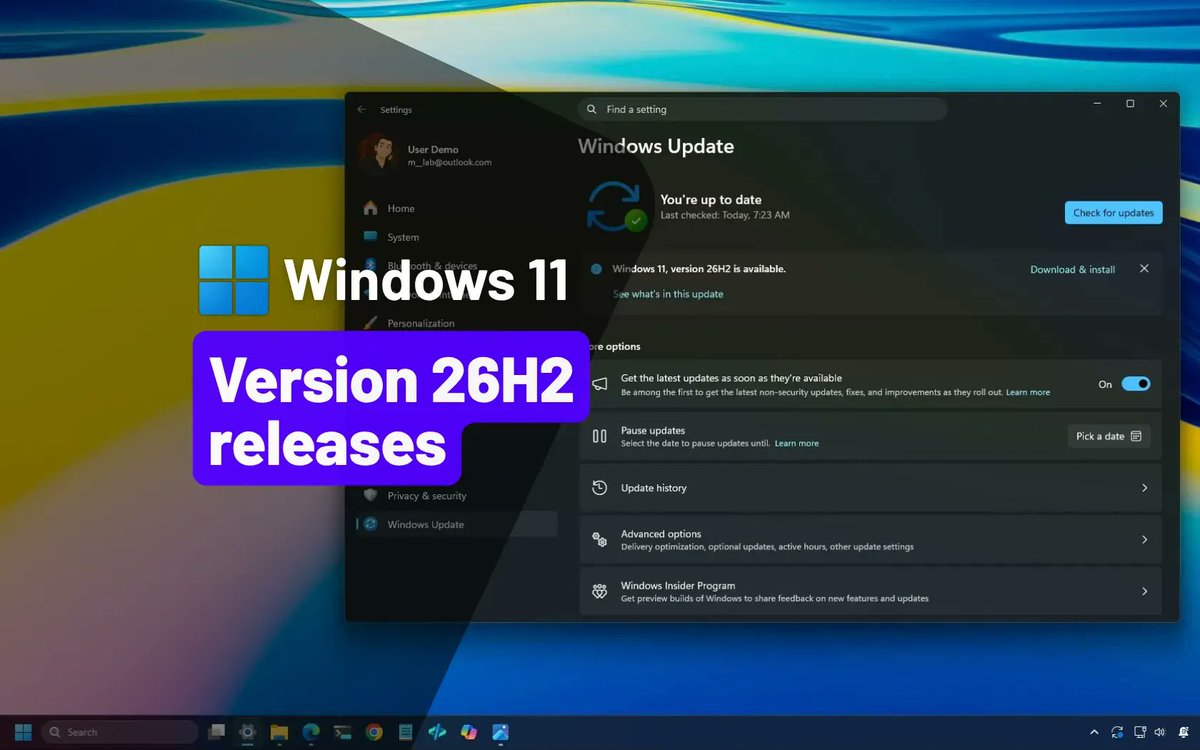 _TodayICT's tweet photo. 📢 Windows 11 26H2 is officially here as of September 29, 2026! 🚀 You can now  update and install it on your PC. https://t.co/waMWKRxSDU