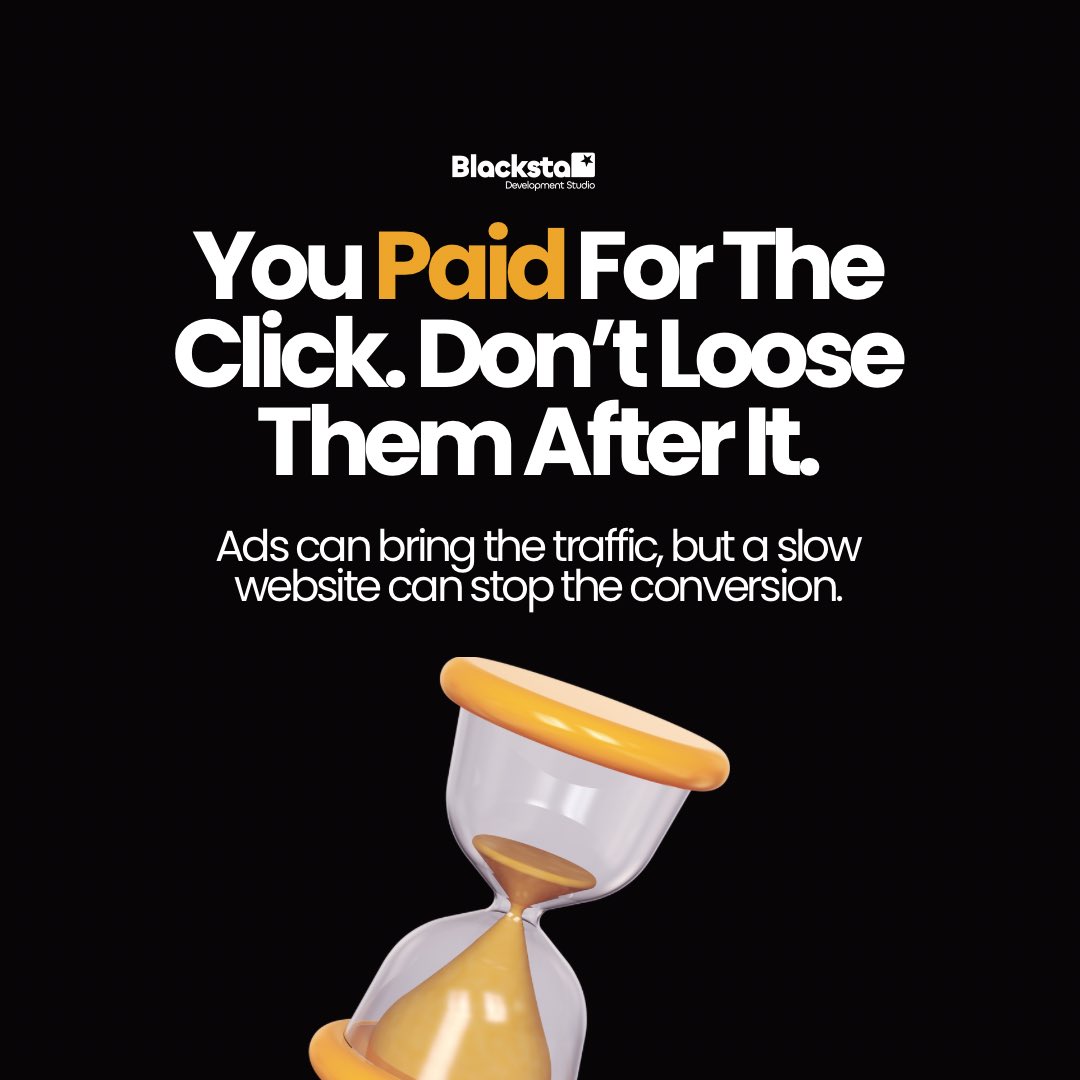 BlackstarDevSTU's tweet photo. A 1-second delay in page speed = 7% fewer conversions.   

You paid for the click—don't lose the customer to a slow site. Your traffic feels the friction and moves on.   Protect your ad spend 

⚡ DM "SPEED" to upgrade your site with Blackstar Studio!

#WebPerformance #PageSpeed https://t.co/fIKpEdb3gs