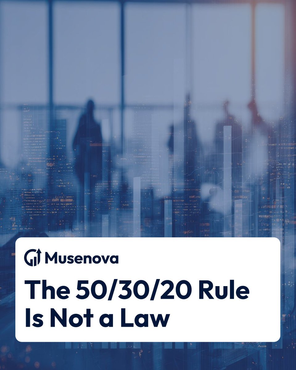musenovalive's tweet photo. The 50/30/20 rule is a starting point, not a law. 💡

50% needs
30% wants
20% savings
Real budgets depend on income, costs, debt, and goals. What matters most? Knowing where your money goes and aligning it with your priorities.
#Musenova #Budgeting https://t.co/J3RBIm9Kve