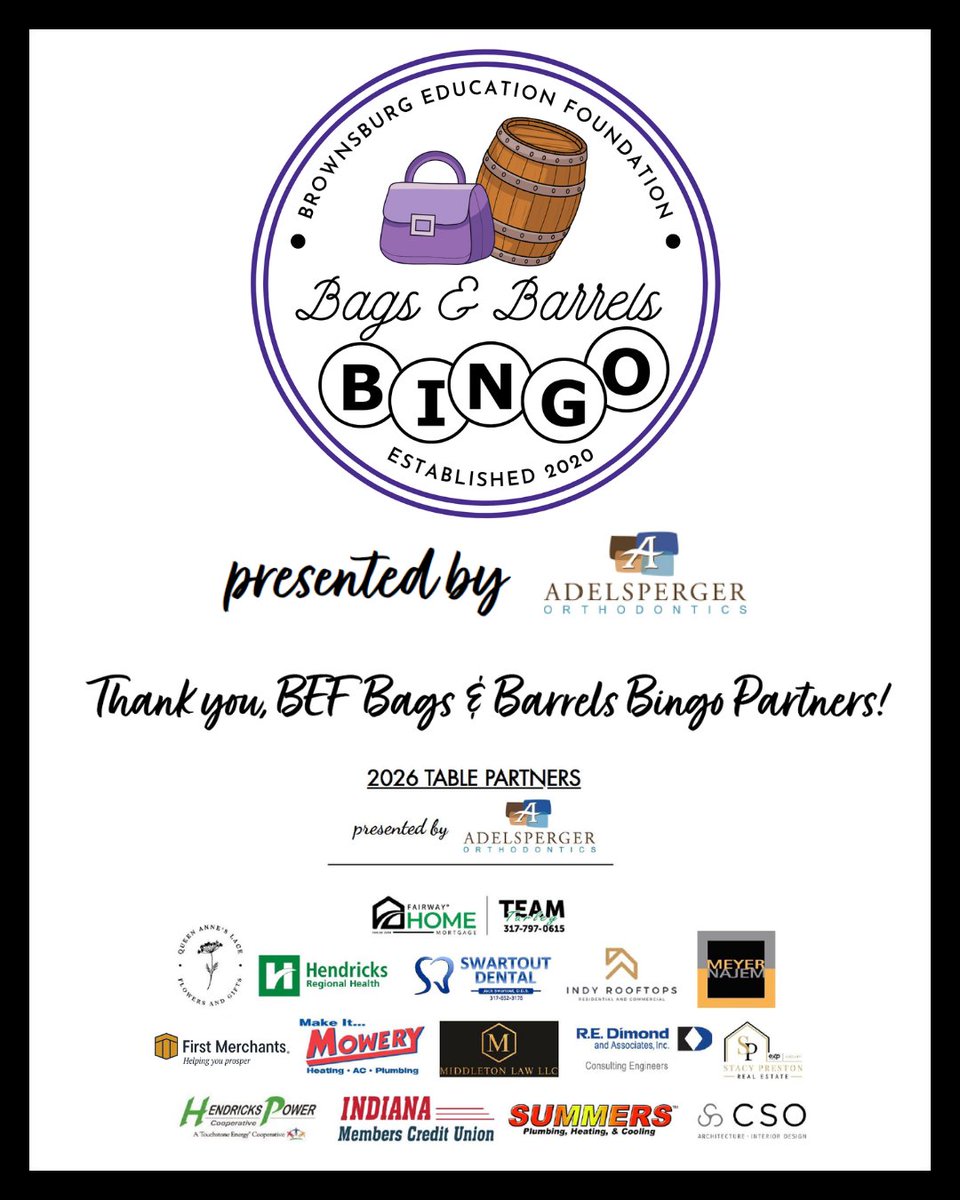 BBurgEdFdn's tweet photo. Tonight's the night! 🎉 We're so excited to see everyone at Bags &amp; Barrels Bingo presented by Adelsperger Orthodontics. A reminder that this event is sold out, and no tickets will be sold at the door. Thank you for the incredible support. See you tonight! https://t.co/KQUHTk6OZk
