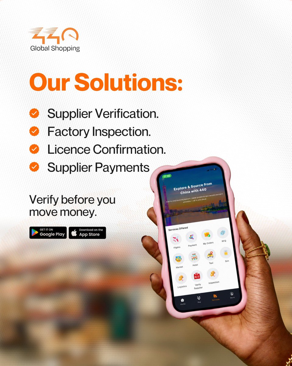 440_global's tweet photo. Trading internationally shouldn't feel like a gamble.
Before you send money to any supplier, make sure you're working with the right people.
#440GlobalShopping #GlobalShopping #Importation #SupplierVerification #SmartShopping https://t.co/wGap975wJB