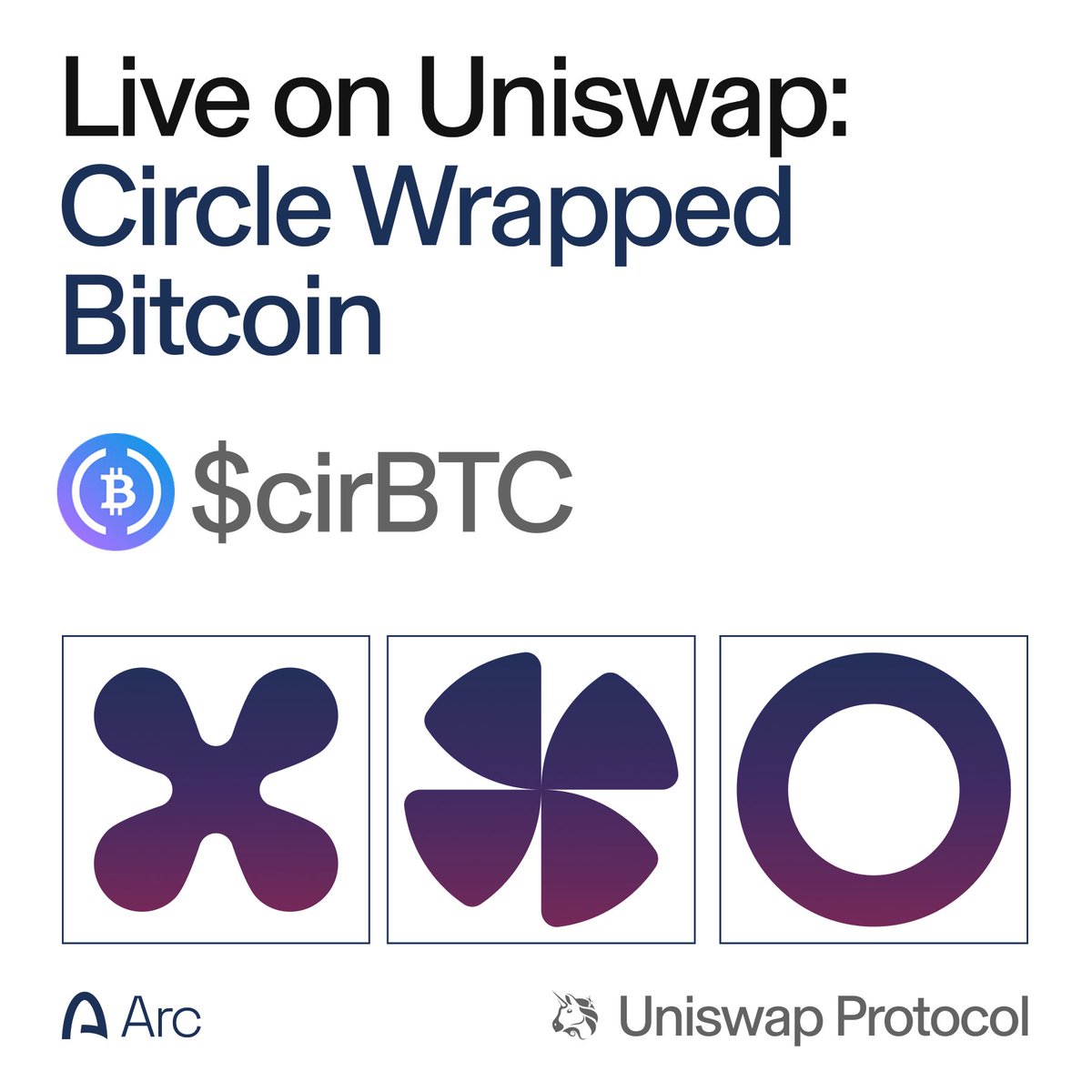 Uniswap's tweet photo. Uniswap is home to cirBTC, processing 90% of its trading volume on @arc 

Users can swap and LP on the Uniswap Web App, with no Circle account required https://t.co/vAWOaF7IDy