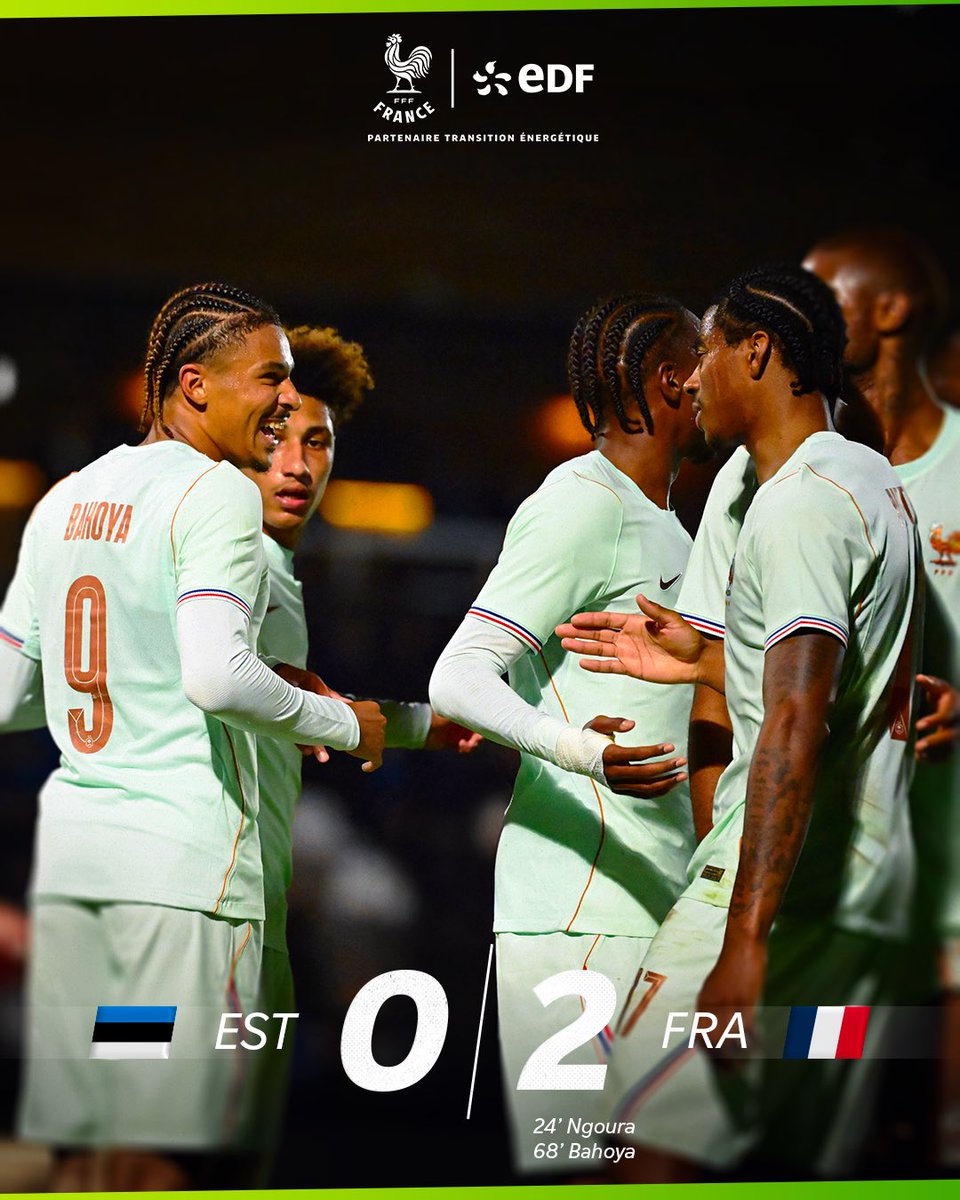 EDF_Foot's tweet photo. 𝗗𝗘𝗦 𝗕𝗟𝗘𝗨𝗘𝗧𝗦 𝗩𝗜𝗖𝗧𝗢𝗥𝗜𝗘𝗨𝗫 🇫🇷

Les hommes de Gérald Baticle l’emportent face à l’Estonie sans trembler ✅💪

De bon augure avant la réception du Luxembourg samedi 🗓️⏳

#EDFFoot https://t.co/NzsZMiDBcf