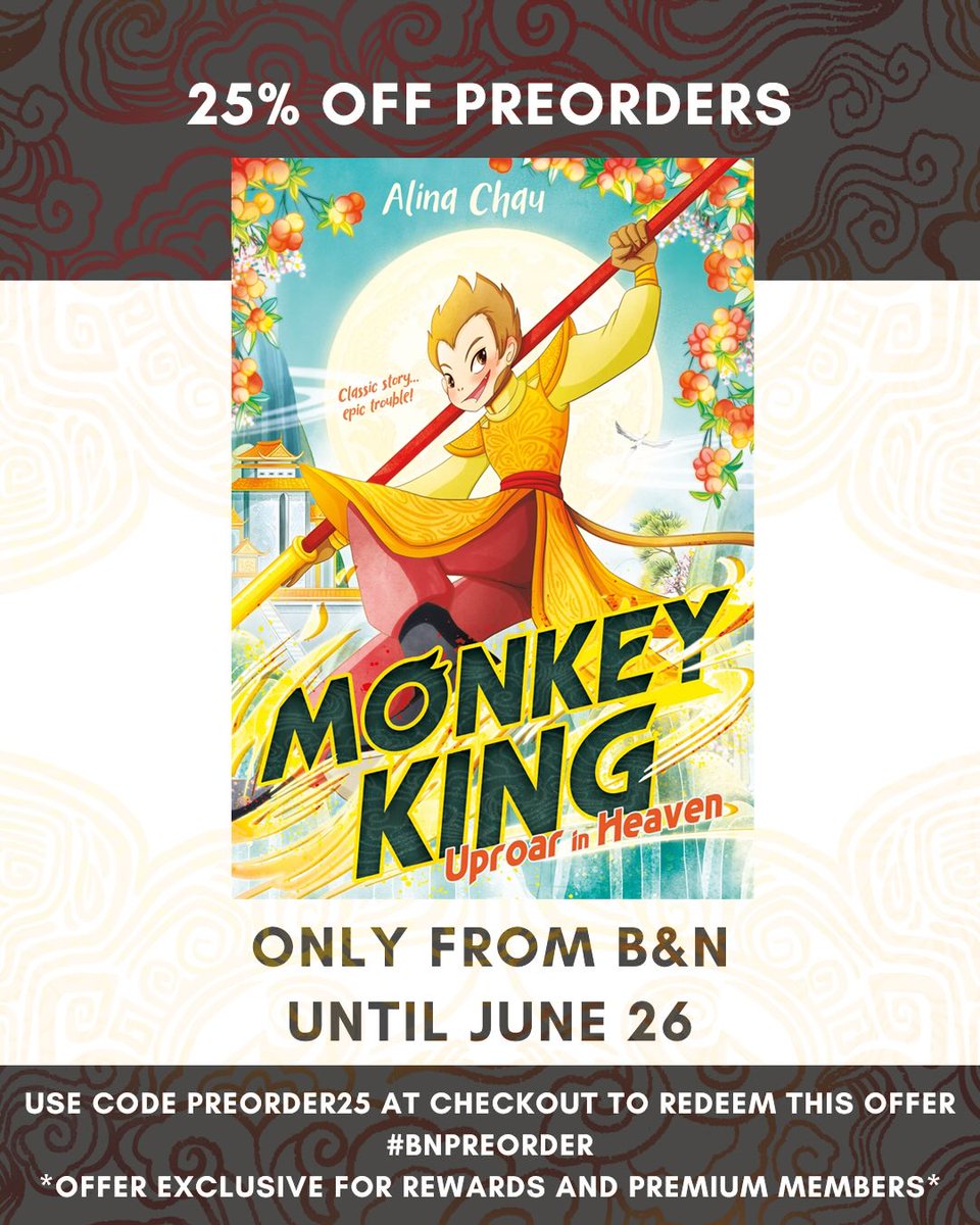 MaxieJupitth's tweet photo. Barnes &amp; Noble is running a huge preorder sale! Preorder MONKEY KING: UPROAR IN HEAVEN and get 25% off by joining their free rewards program and using code PREORDER25 at checkout. First Second, Barnes &amp; Noble, Macmillan USA https://t.co/5Me9WwjbCU