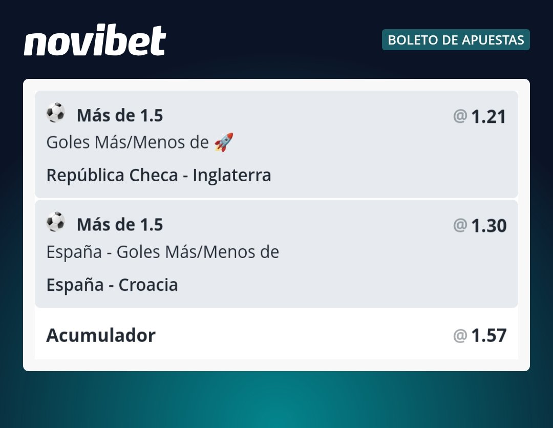 IngsPicks's tweet photo. 🛡️ COMBINADA CONSERVADORA ⚽
🇨🇿 Chequia vs Inglaterra
🎯 +1.5 goles @1.21
🇪🇸 España vs Croacia
🎯 España +1.5 goles @1.30
💰 CUOTA TOTAL: 1.57x
Dos mercados de goles para la combinada de hoy. 📊
📲 Más picks y análisis en nuestra comunidad. https://t.co/4XdhQYurBy