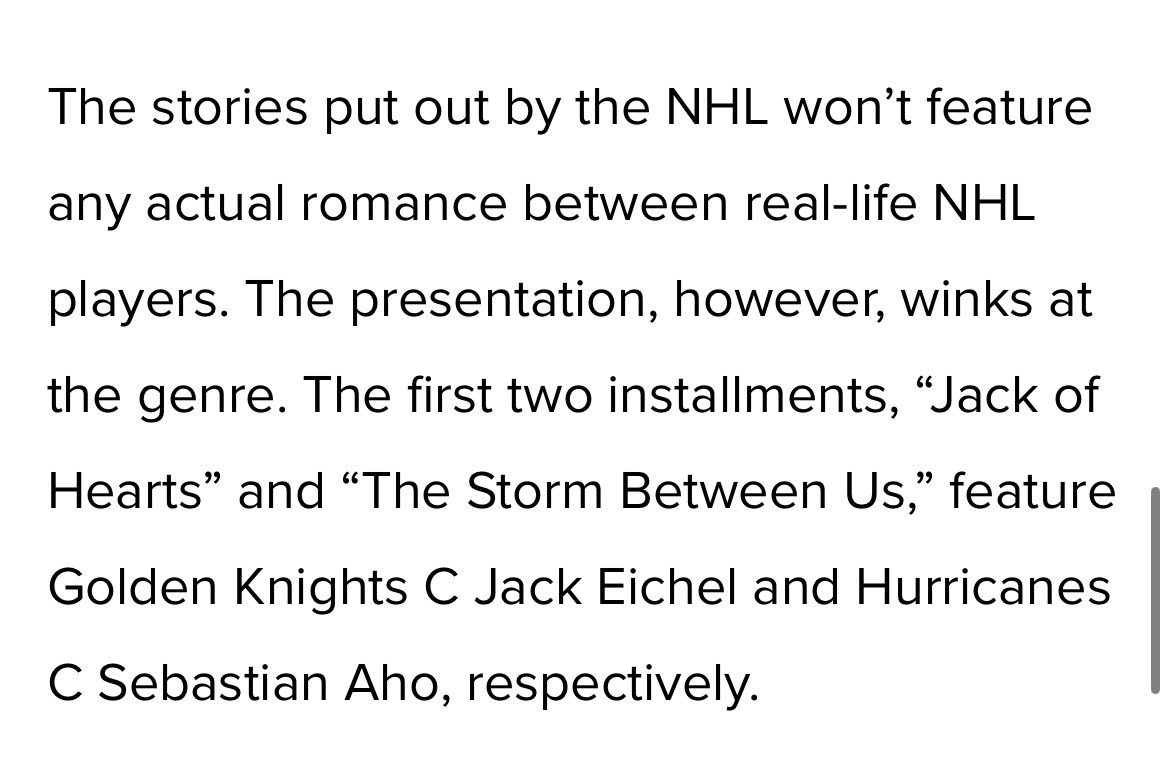 canesbian's tweet photo. can a reporter, someone please ask the NHLPA where exactly they licensed the use of players’ names and likenesses for romance fiction?! what exactly are the real-life stories being presented??? https://t.co/nFaUkq5XAl