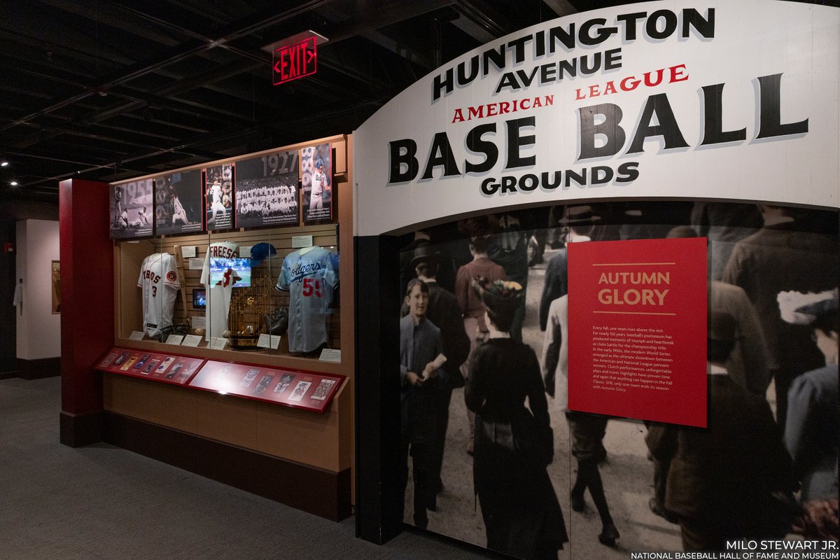 baseballhall's tweet photo. Who will make history this postseason?

Our new-look Autumn Glory exhibit features artifacts, documents and photos that tell the story of the modern World Series, early champions and title-series history from additional leagues: https://t.co/hUC7mAR9jo https://t.co/ygbf08reCR