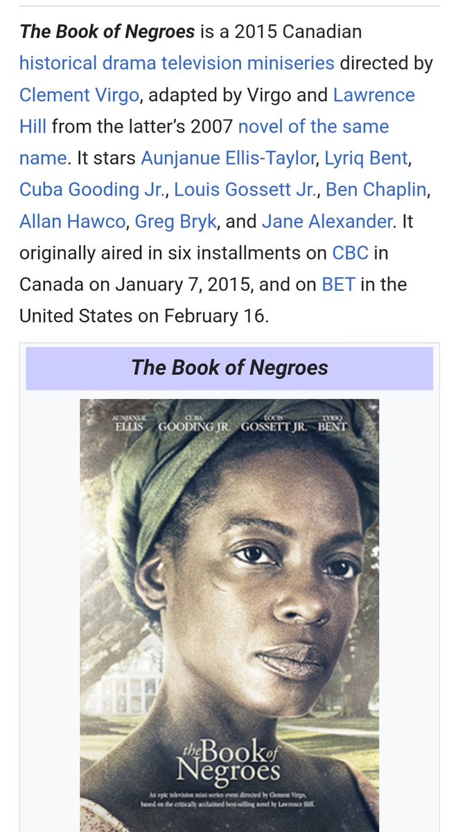 HOPE4Ever81's tweet photo. I saw #TheBookOfNegroes by #LawrenceHill on @PrimeVideo It
inspired me to buy the book
Thank You @BET #Prime
@aa_boston @PostMovesShow
Some will Say this book is to much for Them. Some will say this book is #NotEnough I believe they're both right @KingJames
Good Luck Readers https://t.co/CJDxLBSbJR