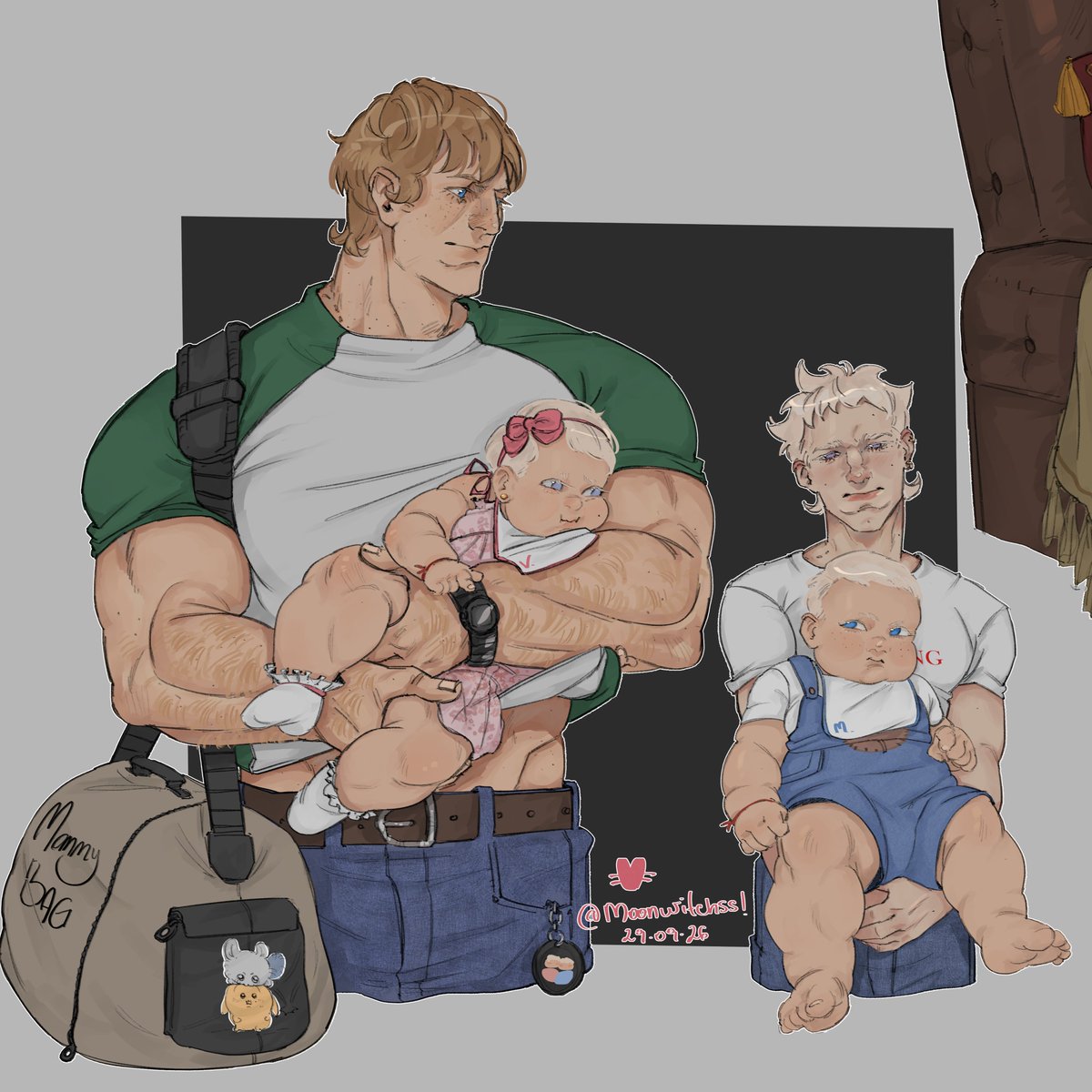 Moonwitchss's tweet photo. #Dunkaerion and the twins, Maegor and Visenya, arrive at the Targaryen estate for Grandpa Maekar’s bday BBQ. Maekar didn’t care about anything else; he set down the bottle he’d been trying to open for a while and rushed to snatch Maegor from Aerion’s arms.

And some sketches ✨ https://t.co/ON486ZS6R5