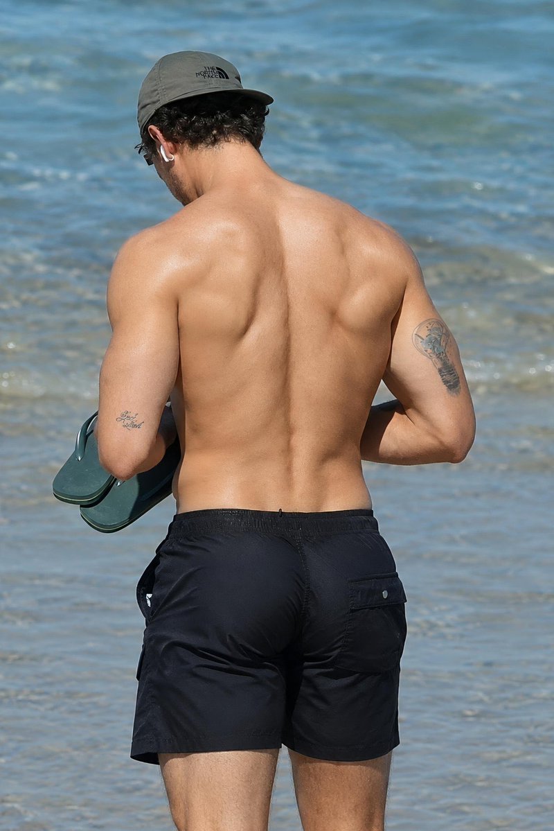 Coins_nuclear's tweet photo. Shawn Mendes showed off his fit physique as he went shirtless for a walk along the beach in Rio. https://t.co/en2IAaK6my