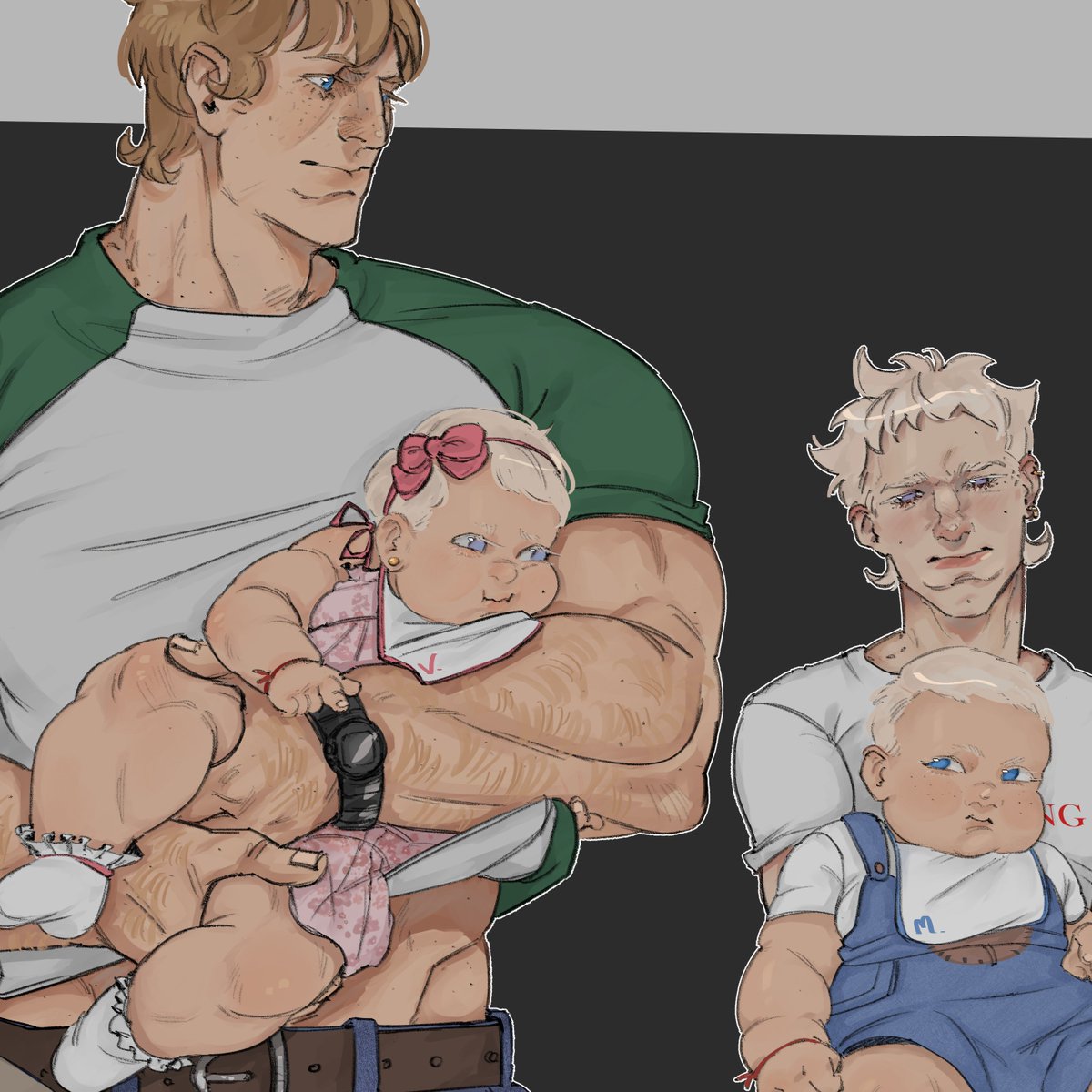 Moonwitchss's tweet photo. #Dunkaerion and the twins, Maegor and Visenya, arrive at the Targaryen estate for Grandpa Maekar’s bday BBQ. Maekar didn’t care about anything else; he set down the bottle he’d been trying to open for a while and rushed to snatch Maegor from Aerion’s arms.

And some sketches ✨ https://t.co/ON486ZS6R5