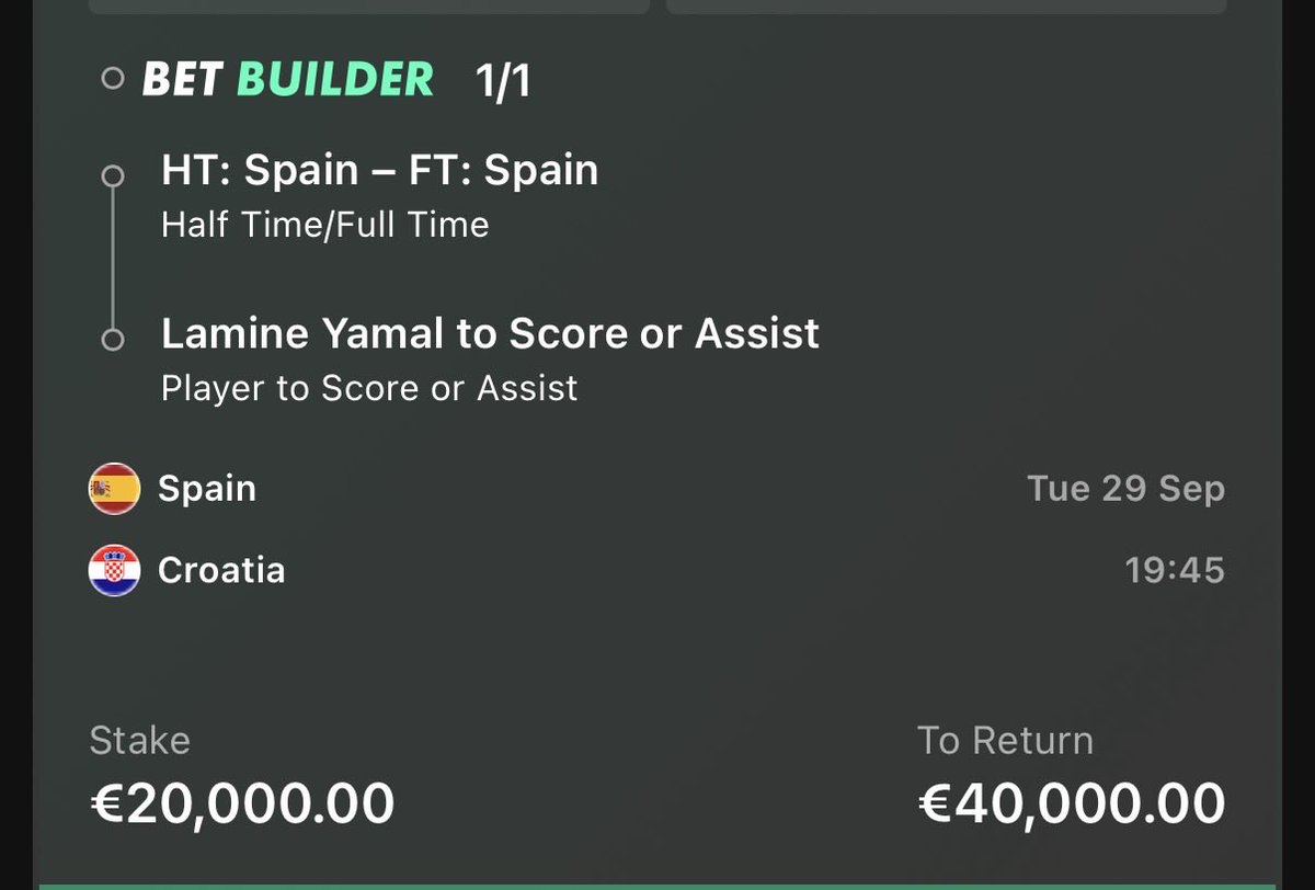 PhilBrophy1's tweet photo. Tuesday Banker 🏦 

🇪🇺 Nations League 

⚽️ Spain v Croatia https://t.co/eNgvmMxVHp