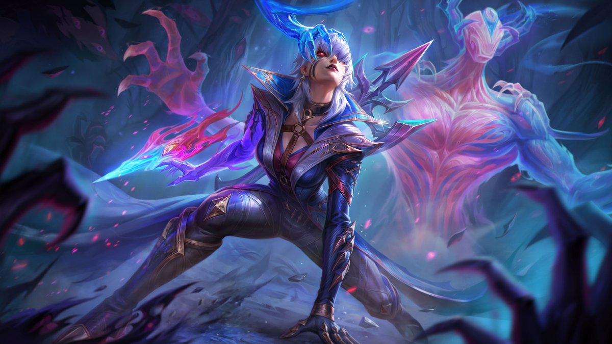 waywardcxnnibal's tweet photo. HD Demoncursed Vayne Sapphire chroma CN exclusive splash art. https://t.co/ltDltJx7Ro