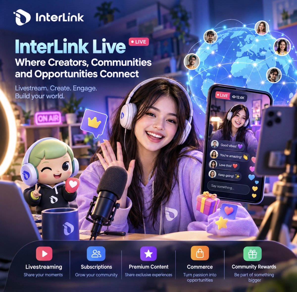 msaqlainfcma's tweet photo. 🚀 What if livestreaming becomes more than watching? 

InterLink Live is exploring a creator economy where livestreams, subscriptions, premium content, commerce and community interaction can connect creators with Linkers worldwide. 🌍 

#InterLink #ITLG #ITL #FollowForFollow https://t.co/9TxdtV4gbG