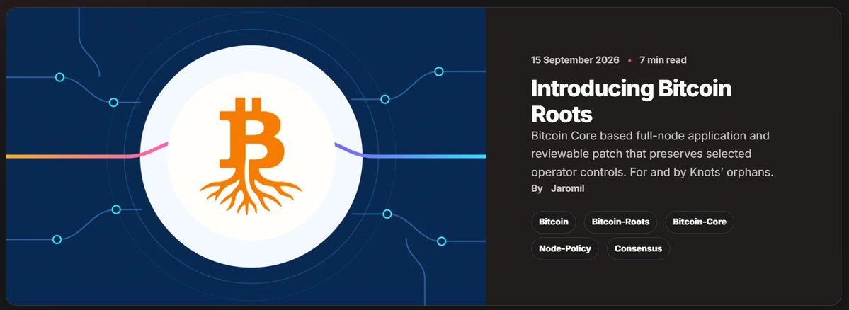 jaromil's tweet photo. Bitcoin Knots has served me well, and I remain grateful to @LukeDashjr and the other contributors. My disagreement with its recent direction does not erase my appreciation, to the contrary: that nurtures all the passion I put in doing Bitcoin Roots now as an updated patch on Core https://t.co/B6vUko5gAy