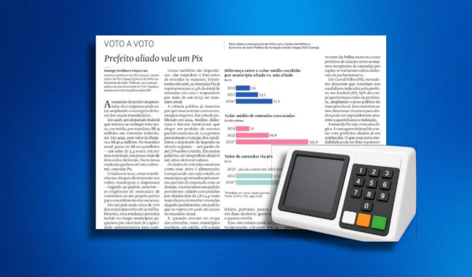 cepesp's tweet photo. #VotoAVoto | Eleições 2026
Joyce Luz e George Avelino, do Cepesp, analisam a relação entre prefeitos aliados e a distribuição de emendas parlamentares e discutem os possíveis efeitos das emendas Pix.
🔗 Leia na Folha. https://t.co/xzXFSfFSq1 https://t.co/i1IcuE37WA