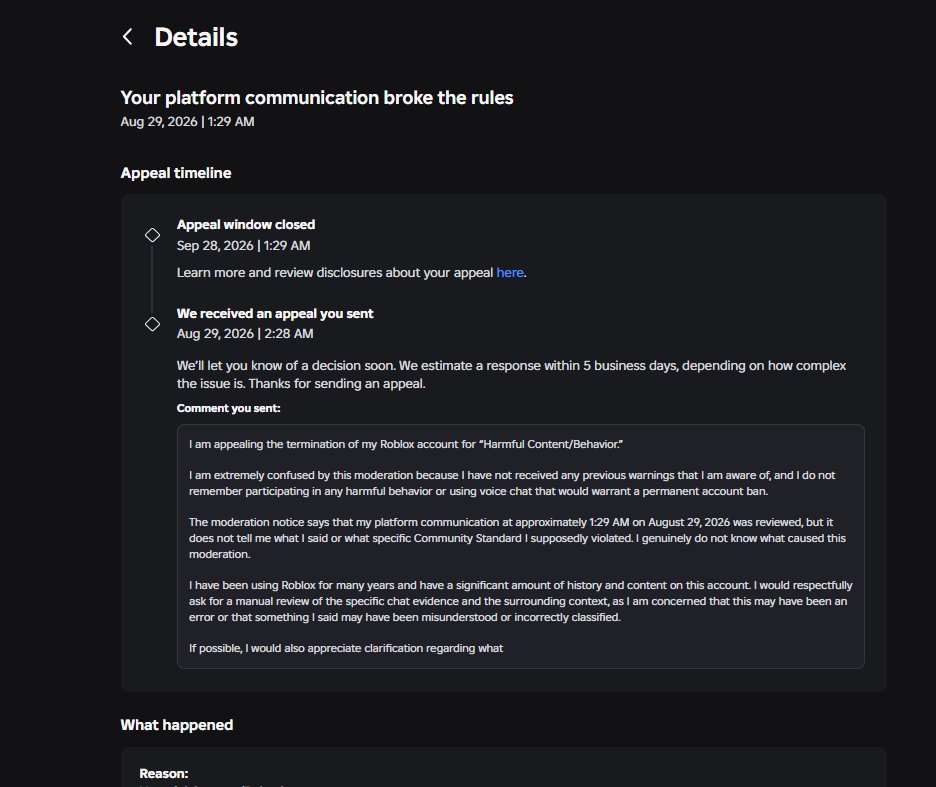 scp_ace's tweet photo. "We estimate a response within 5 business days"
Biggest lie ever, didn't even get a response before the month closed lol
#roblox https://t.co/4nBMI5l4hd