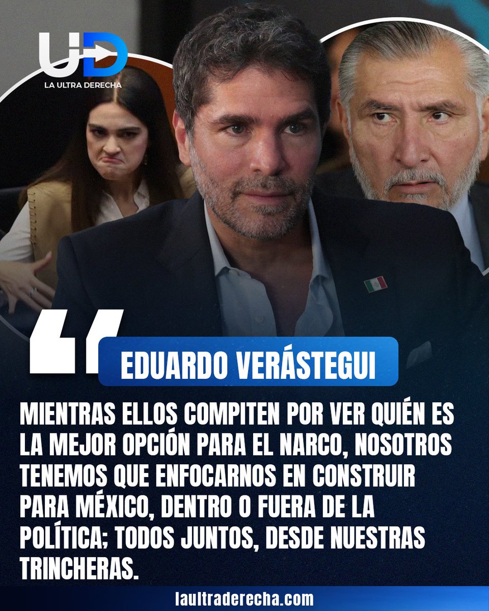 LUltraDerecha's tweet photo. 🔵|🎙️ ¡SÍGANSE PELEANDO! El guadalupano mexicano, Eduardo Verástegui, lanzó un mensaje sobre el panorama político en México y llamó a enfocarse en construir una alternativa desde distintas trincheras.

“Mientras ellos compiten por ver quién es la mejor opción para el narco, nosotros tenemos que enfocarnos en construir para México, dentro o fuera de la política; todos juntos, desde nuestras trincheras”.