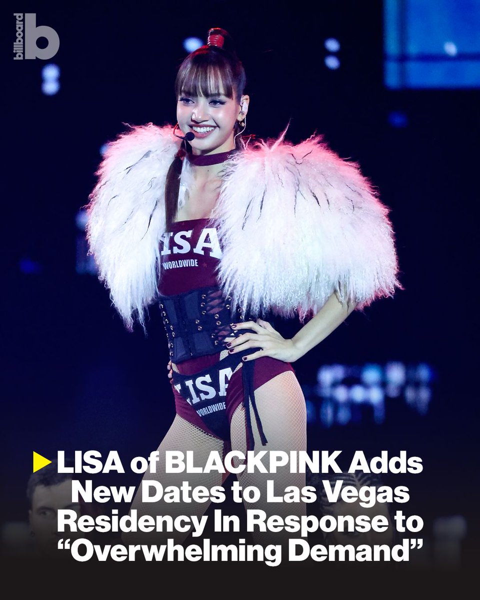 billboard's tweet photo. LISA just added two extra dates to her Las Vegas residency.

See the dates: https://t.co/Jaai1a1qu7 https://t.co/AcNA9vD5T9