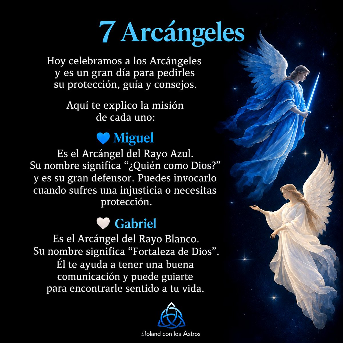 RolConLosAstros's tweet photo. ¡Hoy, 29 de septiembre, es el día de los 7 Arcángeles, Miguel, Gabriel, Rafael, Uriel, Chamuel, Jofiel y Zadquiel! ¡Bendiciones!
#Arcangeles #Angel #Proteccion #Dios #RolandConLosAstros https://t.co/SVjwVO4D4P