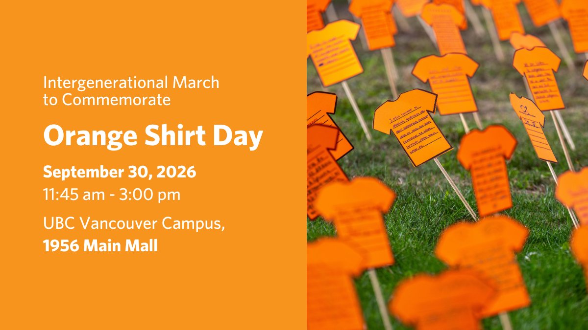 UBC_CS's tweet photo. Come together on September 30 at 1956 Main Mall as we unite for an Intergenerational March to Commemorate Orange Shirt Day. https://t.co/jdBHqmbjrT https://t.co/jkGZ2i72Vl