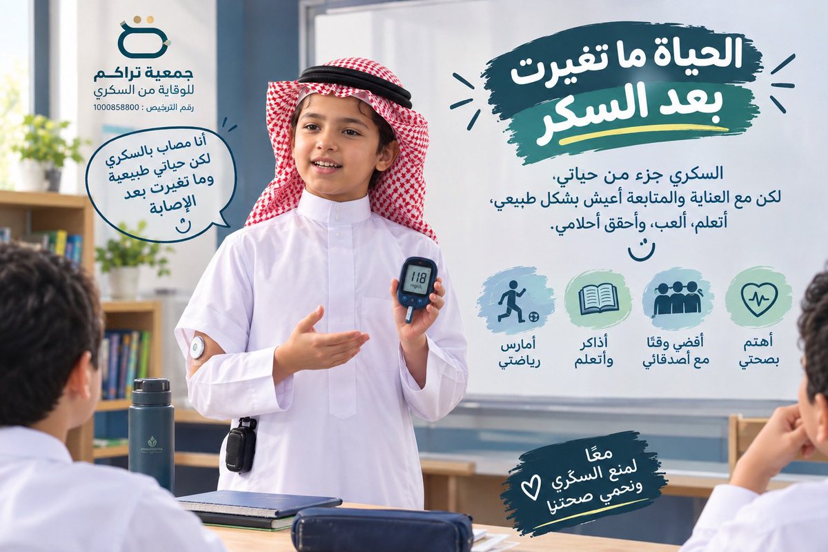 Tarakum2026's tweet photo. السكري ما يوقف أحلامك 💙
مع الوعي والعناية، تقدر تعيش حياتك، تتعلم، تلعب وتحقق اللي تتمنى. 🩵
السكري جزء من الحياة.. مو كل الحياة.

#جمعية_تراكم #السكري #التوعية_الصحية #الوقاية_من_السكري #الحياة_مستمرة https://t.co/wECBQ5Rzp9