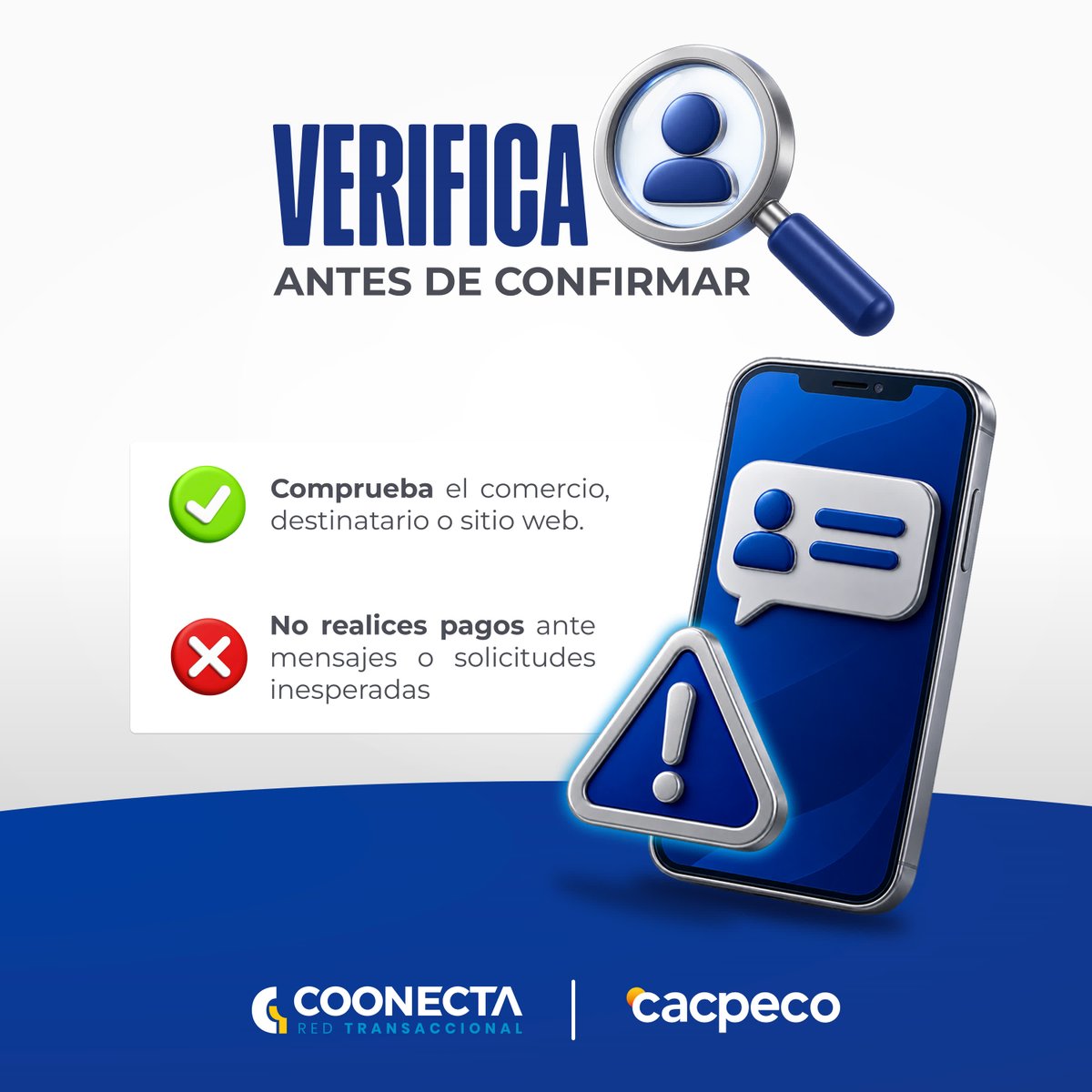Cacpecoec's tweet photo. No confíes, no te apresures y no actúes sin comprobar. Tu dinero merece estar protegido. 🛡️ https://t.co/29GOjHwxGg