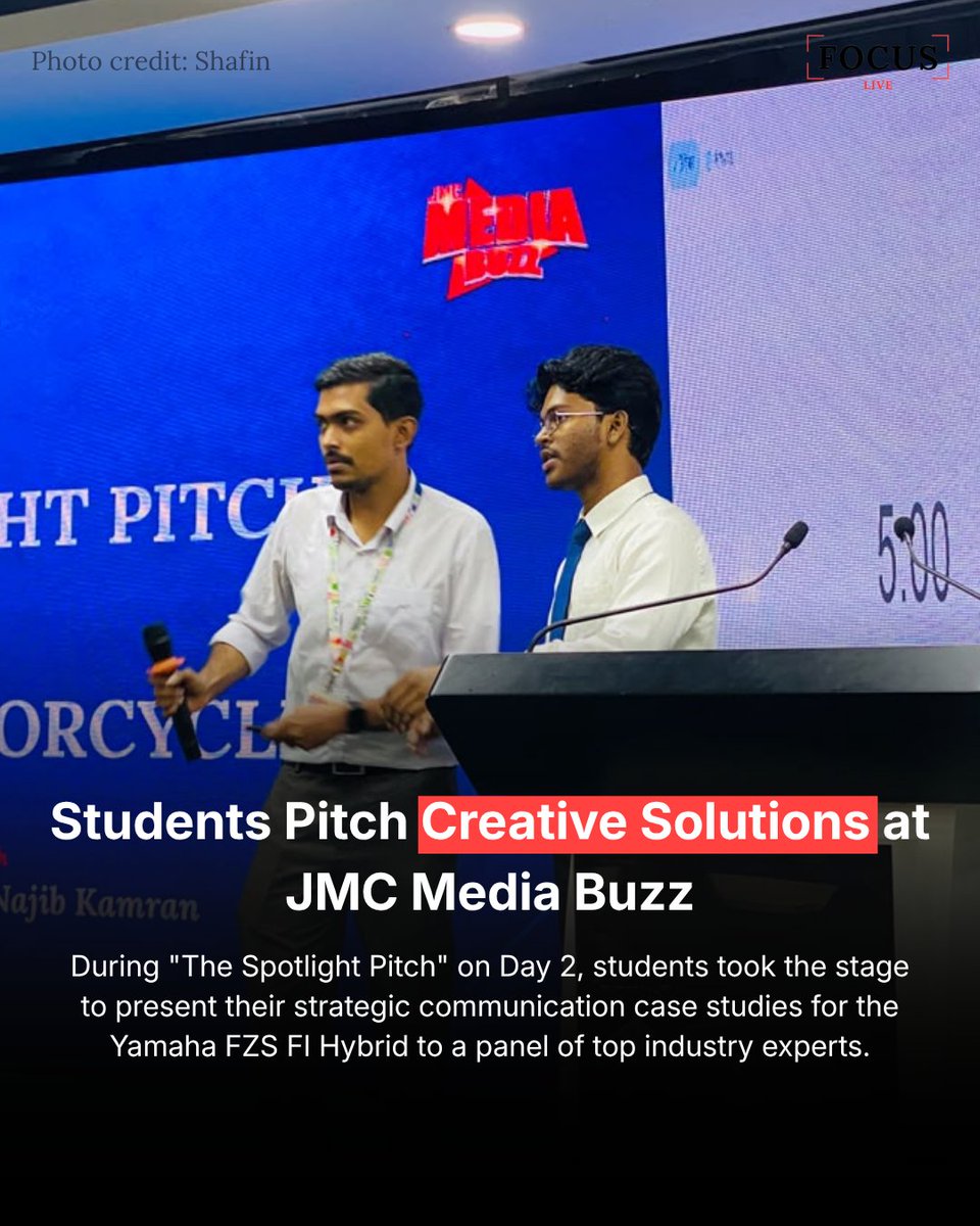 FocusLive24's tweet photo. Day 2 of JMC Media Buzz brings the heat with "The Spotlight Pitch"! Students presented their creative Yamaha FZS FI Hybrid case studies to top industry leaders. 

#TheSpotlightPitch #Yamaha #Dhaka #JMCMediaBuzz #jmconlinemojo @MoJoJamil https://t.co/Uxf8206SHB
