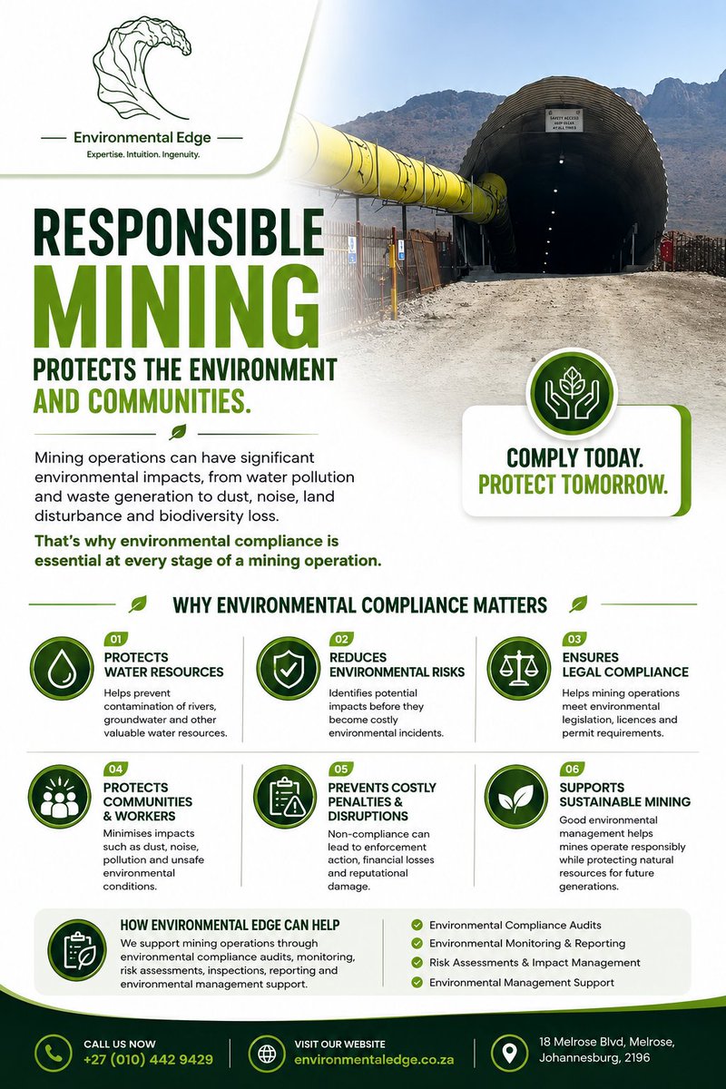 EnviEdge's tweet photo. Let's work together to create compliant, sustainable, and future-ready businesses.

📷 +27 (010) 442 9429

#EnvironmentalCompliance #Sustainability #ESG #EnvironmentalManagement #BusinessStrategy #EnvironmentalConsulting #CorporateResponsibility #EnvironmentalEdge https://t.co/bBNCAWHF0s