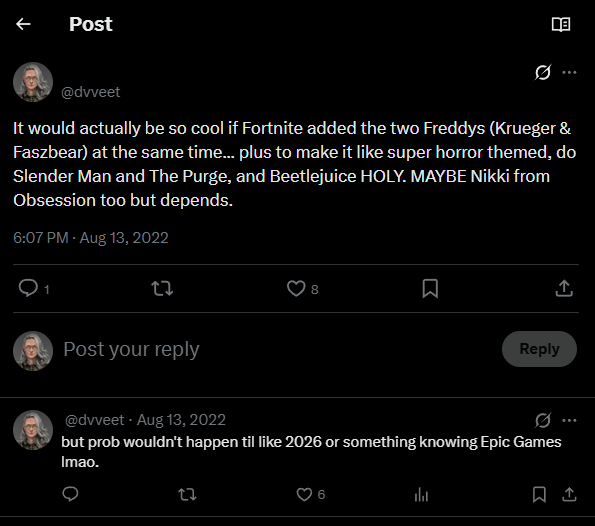 dvveet's tweet photo. The fact I literally predicted Fortnitemares 2026 on the DOT back in 2022 is actually crazy😭😭 https://t.co/NKEkOZewlb