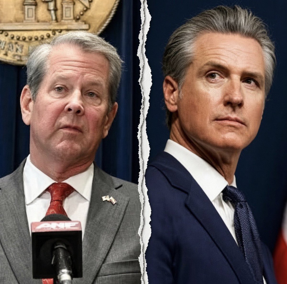 Hunter_Eagleman's tweet photo. One Governor just canceled the gas tax to help his people.

The other one kept the highest gas tax in America and called real relief a “gimmick.”

Brian Kemp: 33 cents off a gallon, starting today.

Gavin Newsom: keep paying $6.38 a gallon and blame somebody else.

That’s the difference between a governor who works for his state… and one who works for his next campaign. 🫳🏼🎤