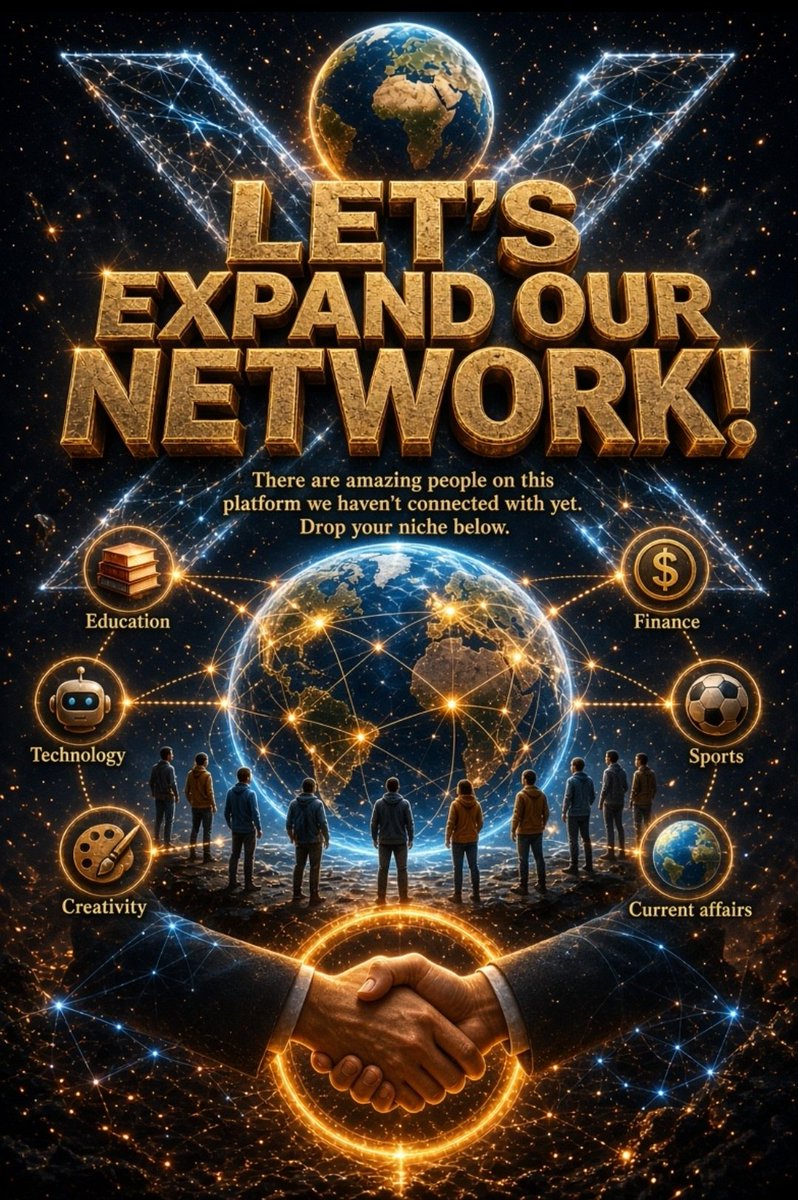 MustyKidh's tweet photo. 🌍 LET'S EXPAND OUR NETWORK!

There are amazing people on this platform we haven't connected with yet.

Drop your niche below. 👇

📚 Education
💰 Finance
⚽ Sports
🌍 Current affairs
🤖 Technology
🎨 Creativity

Let's discover new voices and build meaningful connections. 🤝 https://t.co/XdFOd671Re