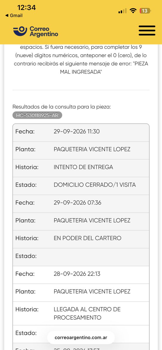 brisaabigail_'s tweet photo. siempre lo mismo @CorreoOficialSA 
11:30? acá no vino ninguno de los inoperantes de esa empresa del orto a entregar el pedido y encima se lavan las manos.
se tienen que fundir manga de hijos de puta https://t.co/eSvVMAuYRJ