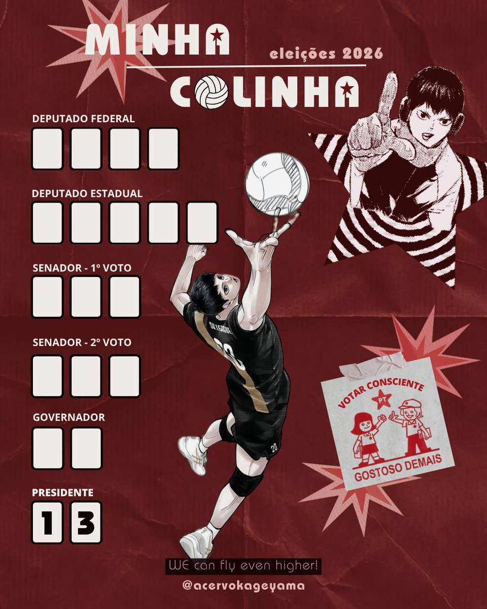acervokageyama's tweet photo. colinha do acervo prontíssima pras eleições! 

lembrando que não tem segundo turno para deputados e senadores, então toda atenção nos votos é necessária! 

o primeiro turno é esse domingo (04/10), votem com consciência! 🌟❤️ #kageyamatobio #Lula2026étetra https://t.co/2HhqdQzBja