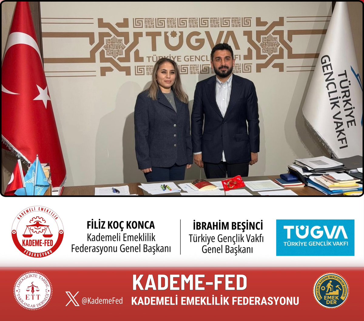 KademeFed's tweet photo. 🇹🇷TÜGVA Ziyaretimizde Sosyal Güvenlik Reformu Önerimizi Sayın Bilal Erdoğan’a Sunma Talebimizi İlettik.🇹🇷

Görüşmemizde, aynı yaş ve kuşaktaki çalışanların yalnızca sigorta başlangıç tarihleri nedeniyle emeklilikte 17 ila 20 yıla varan farklarla karşılaşmasını anlattık. Bu eşitsizliğin çalışma hayatındaki etkilerine de dikkat çektik: EYT kapsamında emekli olanlarla henüz emeklilik hakkı elde edemeyen çalışanlar, aynı iş yerinde farklı prim ve vergi koşulları altında çalışabiliyor. Bizler bu nedenle “Emeklilikte Tarihe Takılanlar” diyoruz.

Federasyonumuzun çözüm önerisi, yalnızca emeklilik yaşını değiştirmekten ibaret değil. Doğum yılı, prim birikimi ve çalışma hayatındaki farklı koşulları birlikte değerlendiren; ölçülebilir, mali sürdürülebilirliği gözeten ve kuşaklar arası adaleti hedefleyen kapsamlı bir sosyal güvenlik reformu öneriyoruz. Türkiye Yüzyılı’na yakışan bir sistemin, çalışanların emeğini korurken genç kuşakların geleceğini de gözetmesi gerektiğine inanıyoruz.

Kamuoyunda tartışılan önerilerden farklı olan bu modeli, TÜGVA Yüksek İstişare Kurulu Üyesi Sayın Necmettin Bilal Erdoğan’a bizzat arz etmek istediğimizi ilettik. Bu görüşmenin gerçekleşmesine yardımcı olacağını ifade eden TÜGVA Genel Başkanı Sayın İbrahim Beşinci’ye ilgisi ve nazik ev sahipliği için teşekkür ederiz.

Kademeli Emeklilik Federasyonu

@ibrahim_besinci
@bilalerdogan_TR
@tugvaTR
@tugvakadinaile @tugvaistanbul 

@KademeFed
@EmekDerResmi
@ETTDER1999
#KademeHakkımız