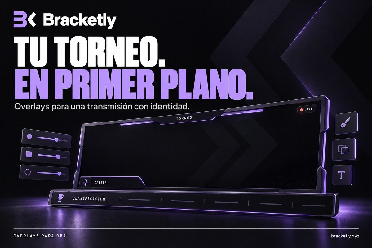 bracketlyapp's tweet photo. Tu transmisión también representa a tu comunidad.
Personaliza tus overlays con logos, colores y fondos, animaciones y lleva la clasificación de Bracketly a OBS.
Tu torneo, en primer plano. https://t.co/gqWvLCkN3k