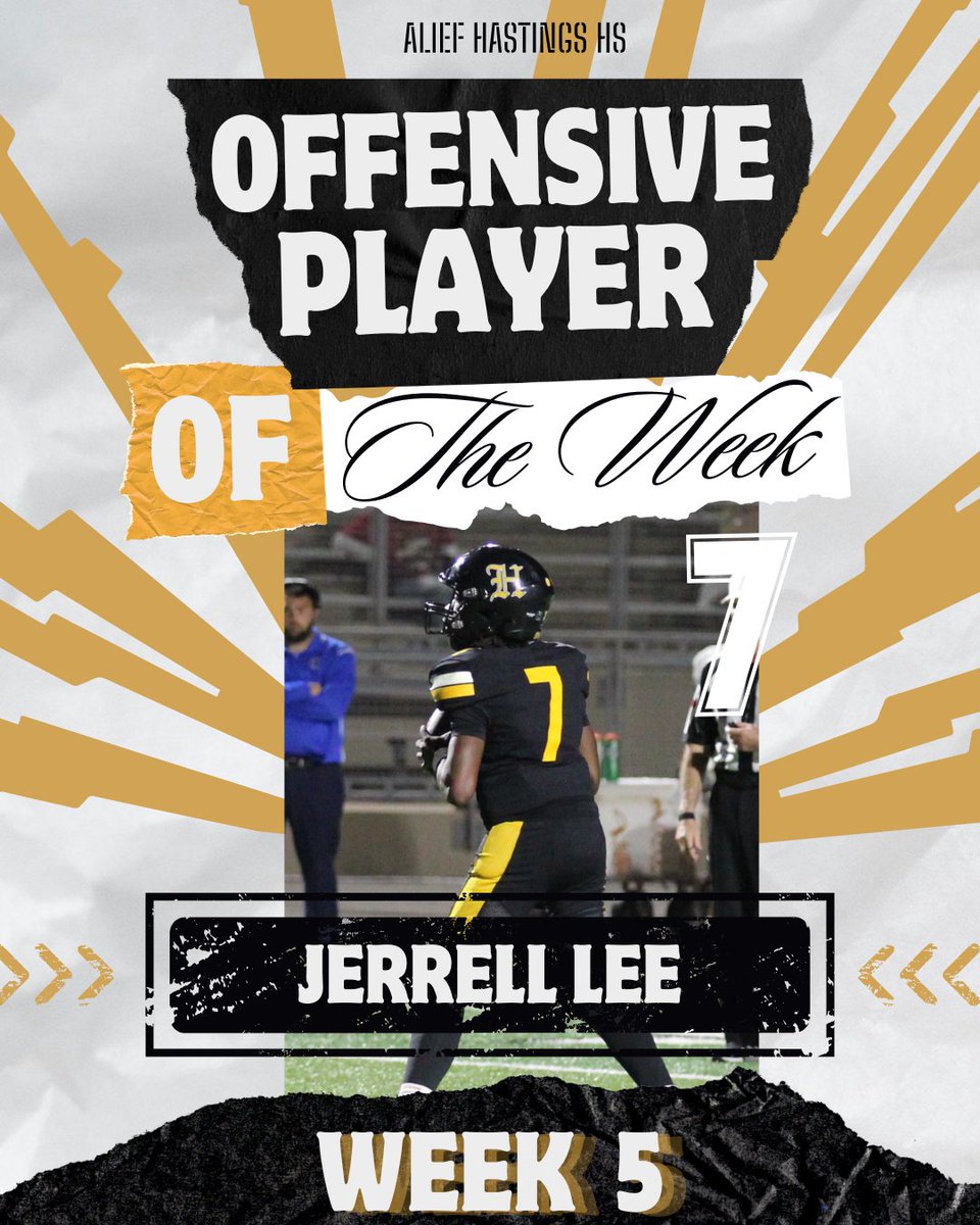 AliefHastingsFB's tweet photo. Congratulations to our Week 5 "Offensive Player of the Week" Jerell Lee!  Welcome back, QB1! Great to have you back #7!!
#ItsFree #HUNT #highlvl https://t.co/EfiwJ2WmTi